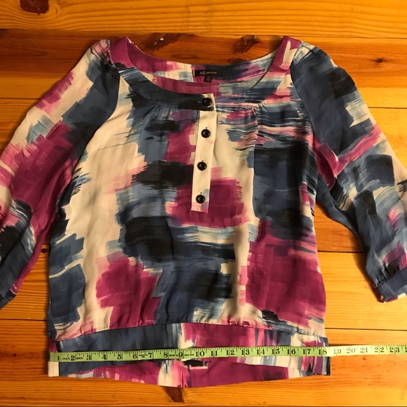Anne Klein Purple Blue Silk 3/4 Sleeve Blouse, EUC, M - Picture 10 of 15